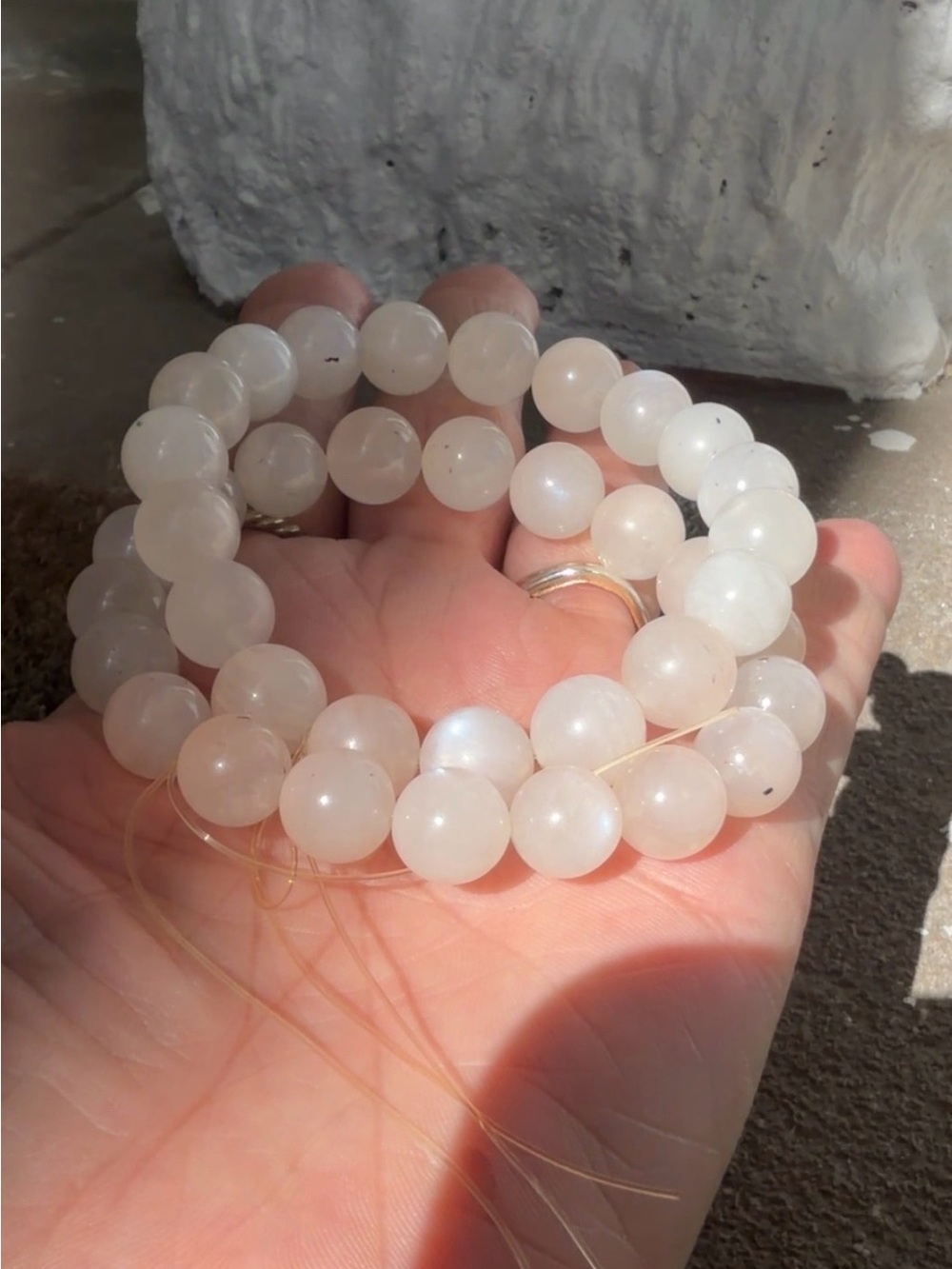 White Moonstone Beaded Stretch Bracelet (price is for one piece)